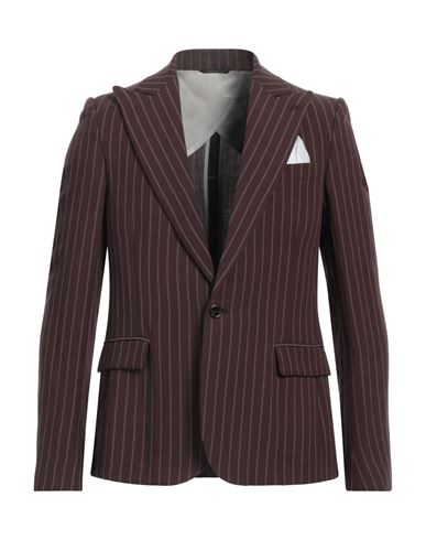 Daniele Alessandrini Man Blazer Dark brown Size 38 Linen, Viscose