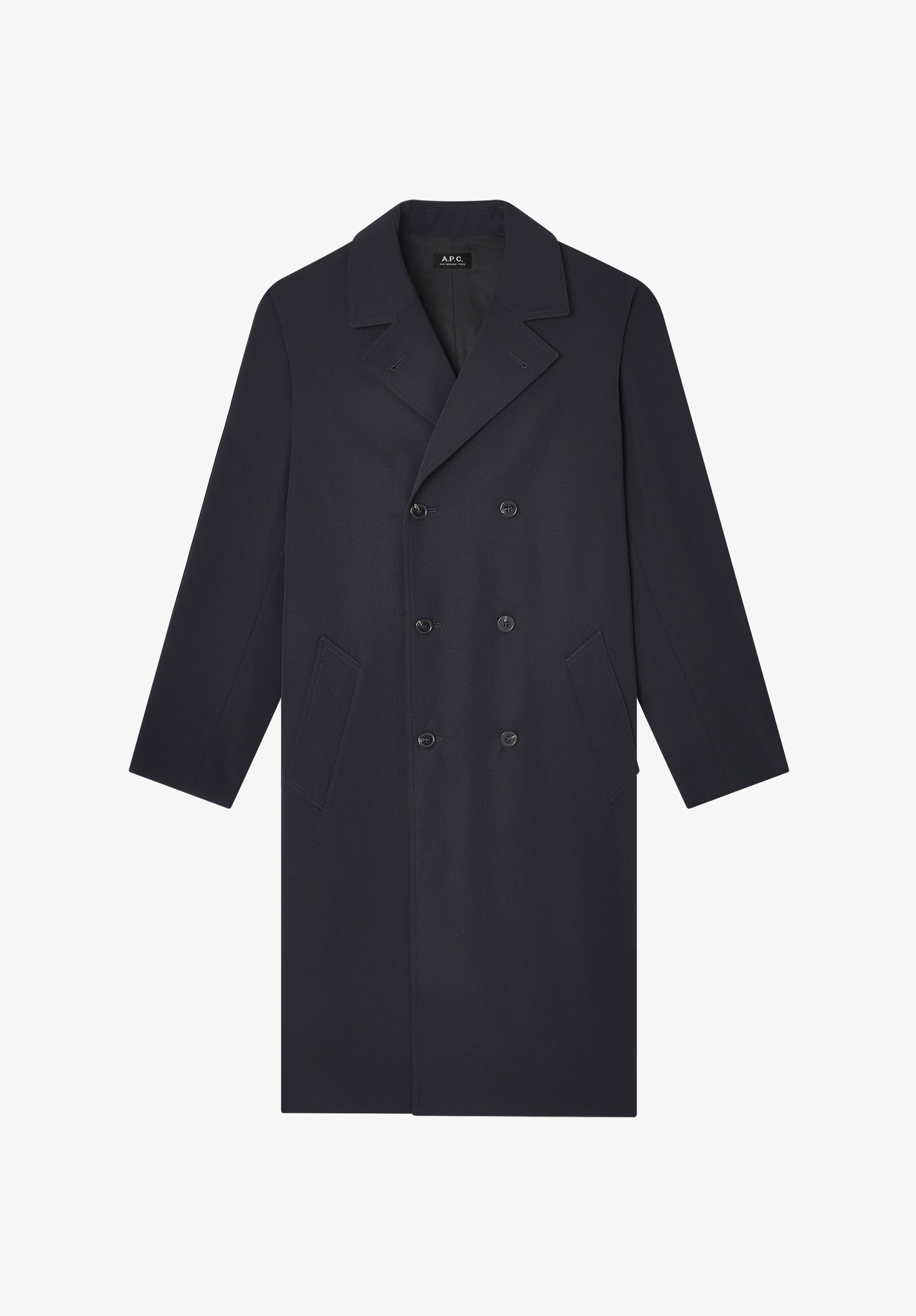 A. P.C. Men's Double-breasted coat Size: Extra Small in Dark navy blue