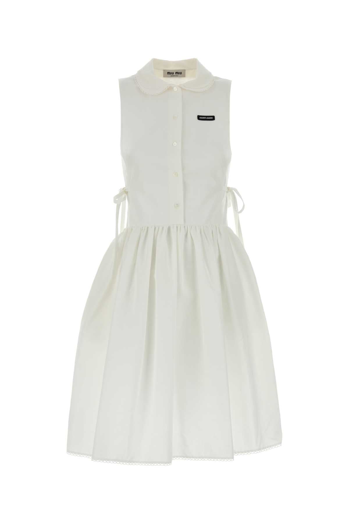 Cotton-Linen Shirt Dress Dress — White