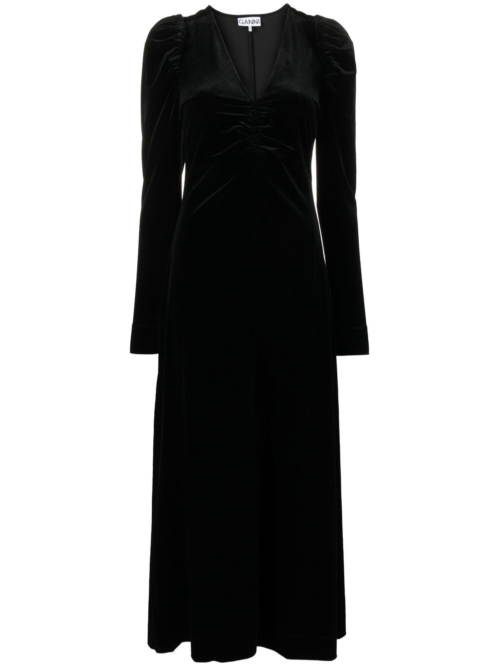 V-neck velvet dress - Black
