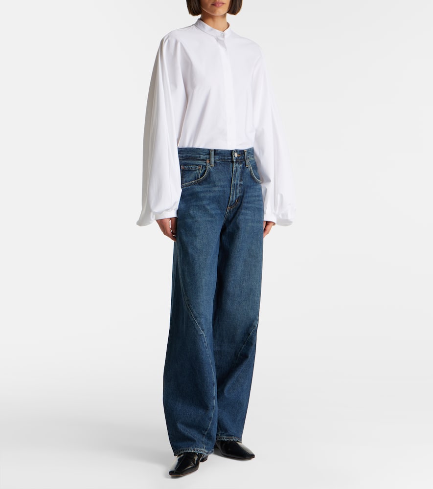 Twist mid-rise wide-leg jeans