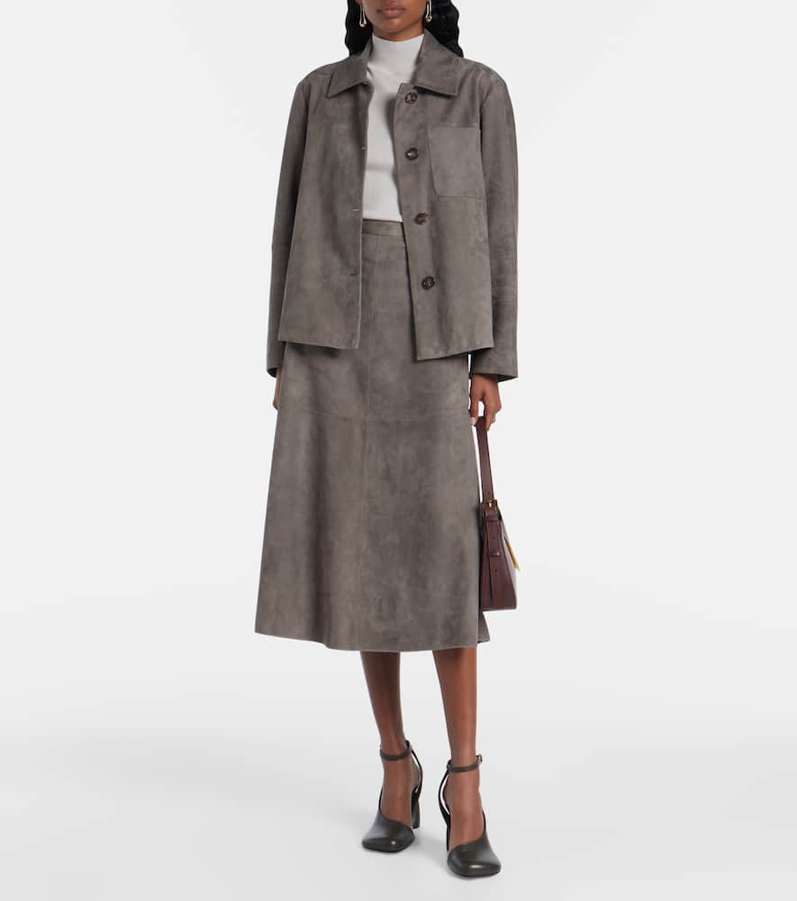 Suede midi skirt