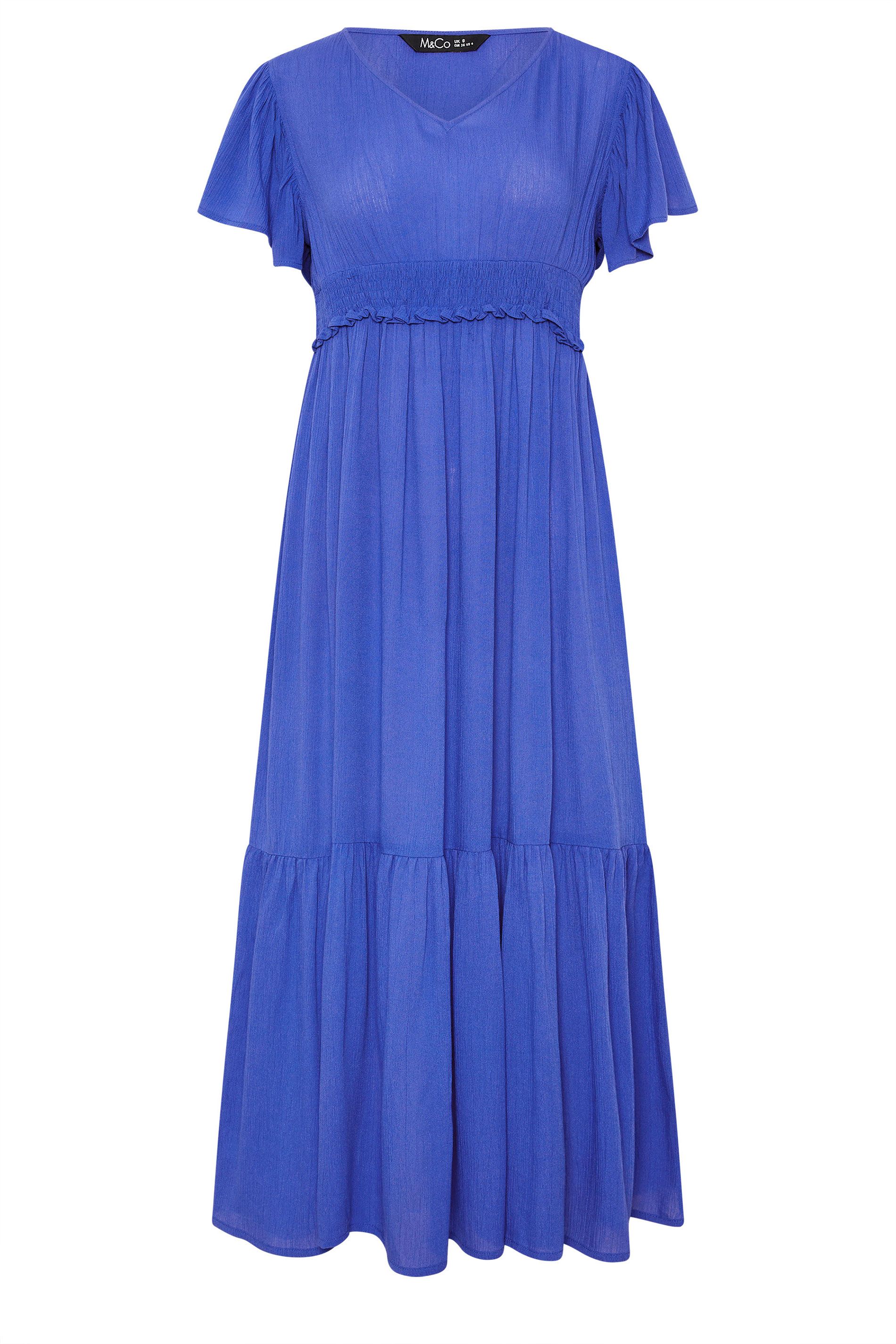 M&co Petite Shirred Waist Maxi Dress In Cobalt