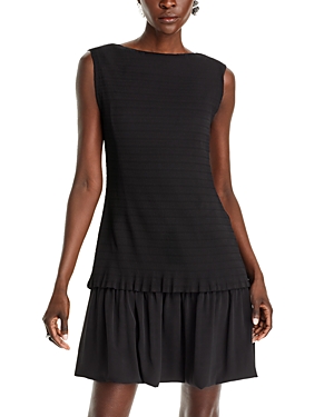 Layered seersucker mini dress - Black