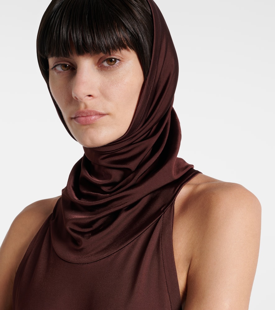 Hooded jersey midi dress