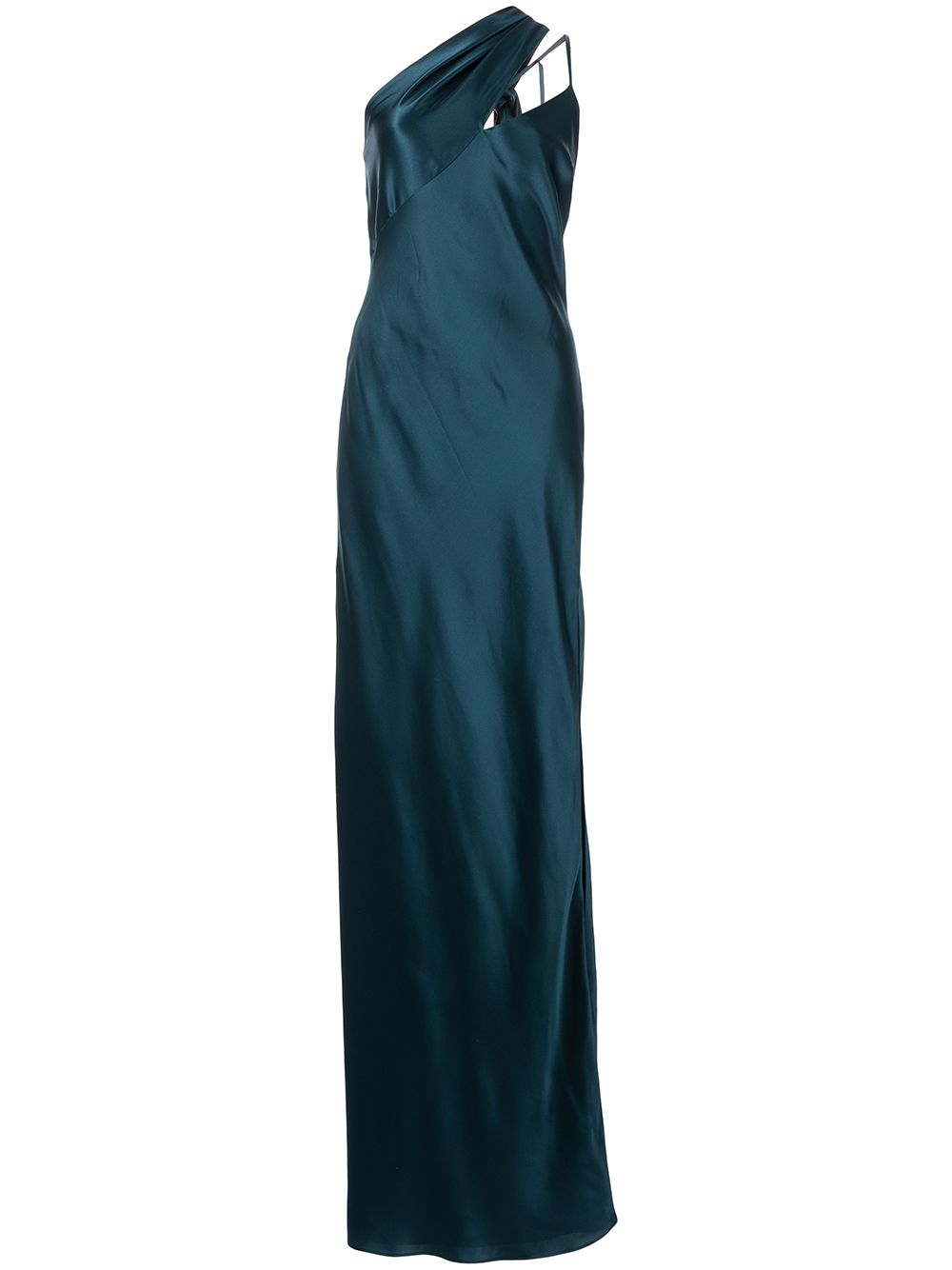 Draped-panel silk gown - Red