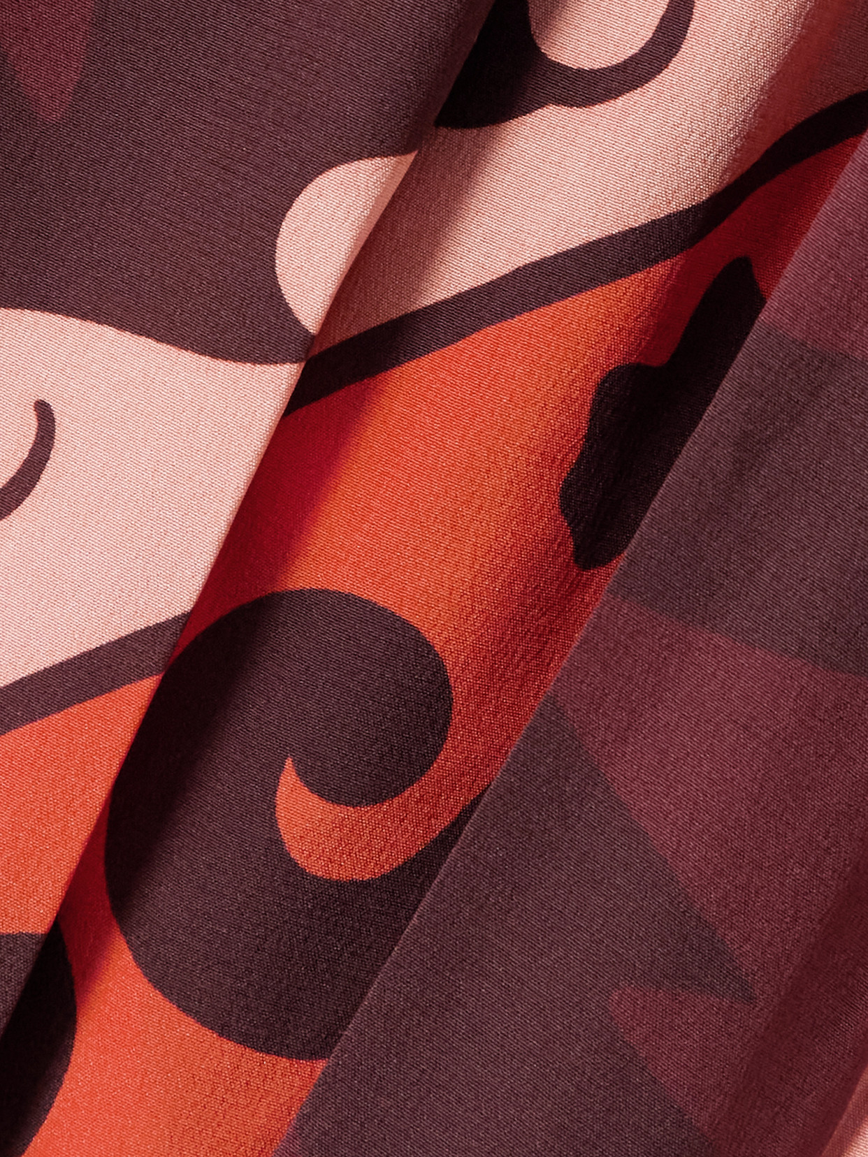 Santa Maria Belted Printed Silk-satin Maxi Dress - Burgundy