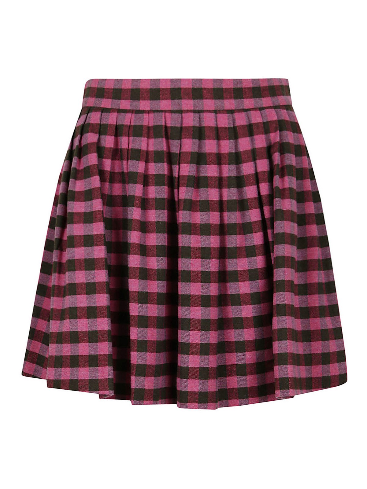 Pleated check mini skirt