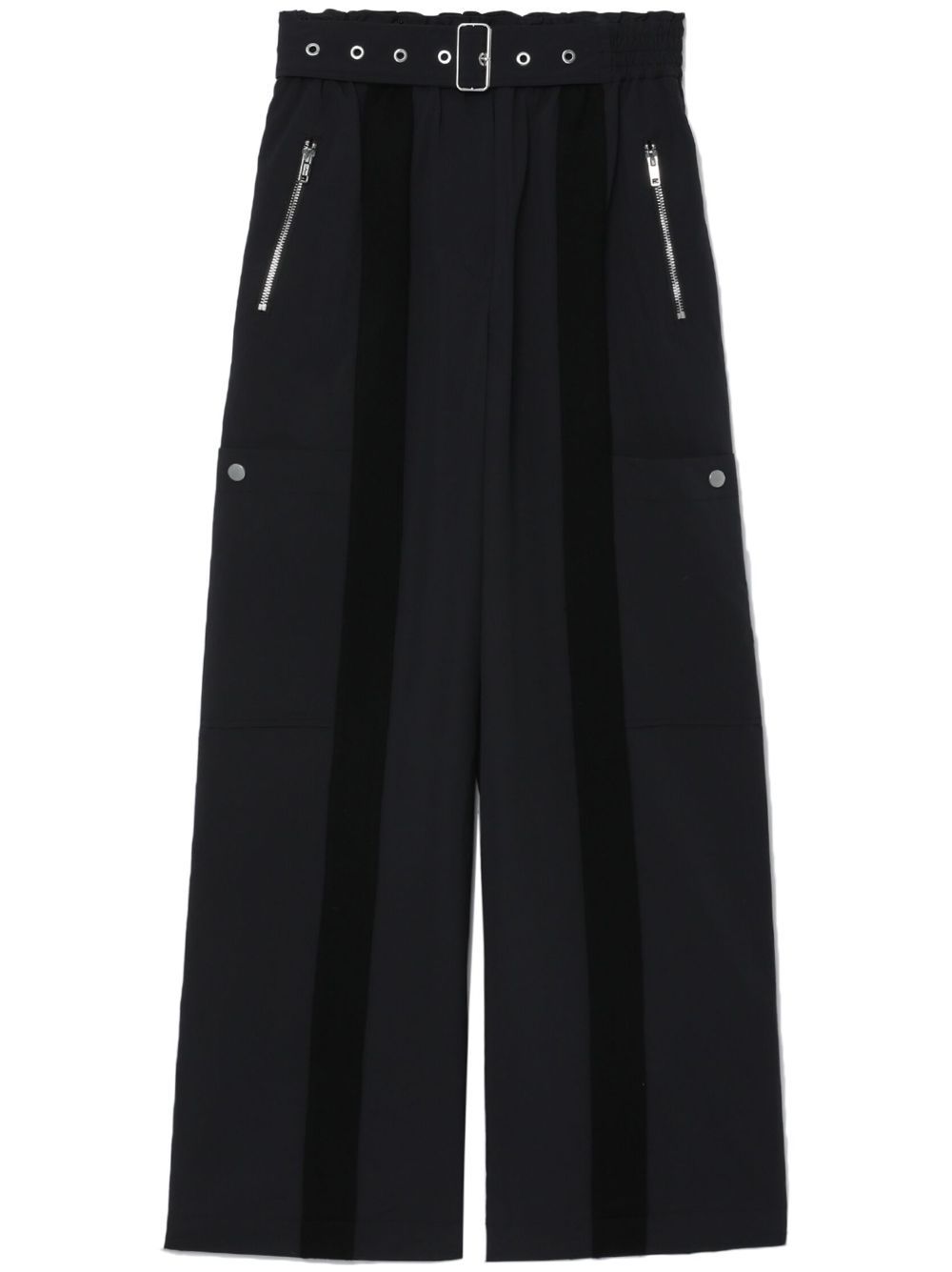 High-waisted wide-leg belted trousers - Black