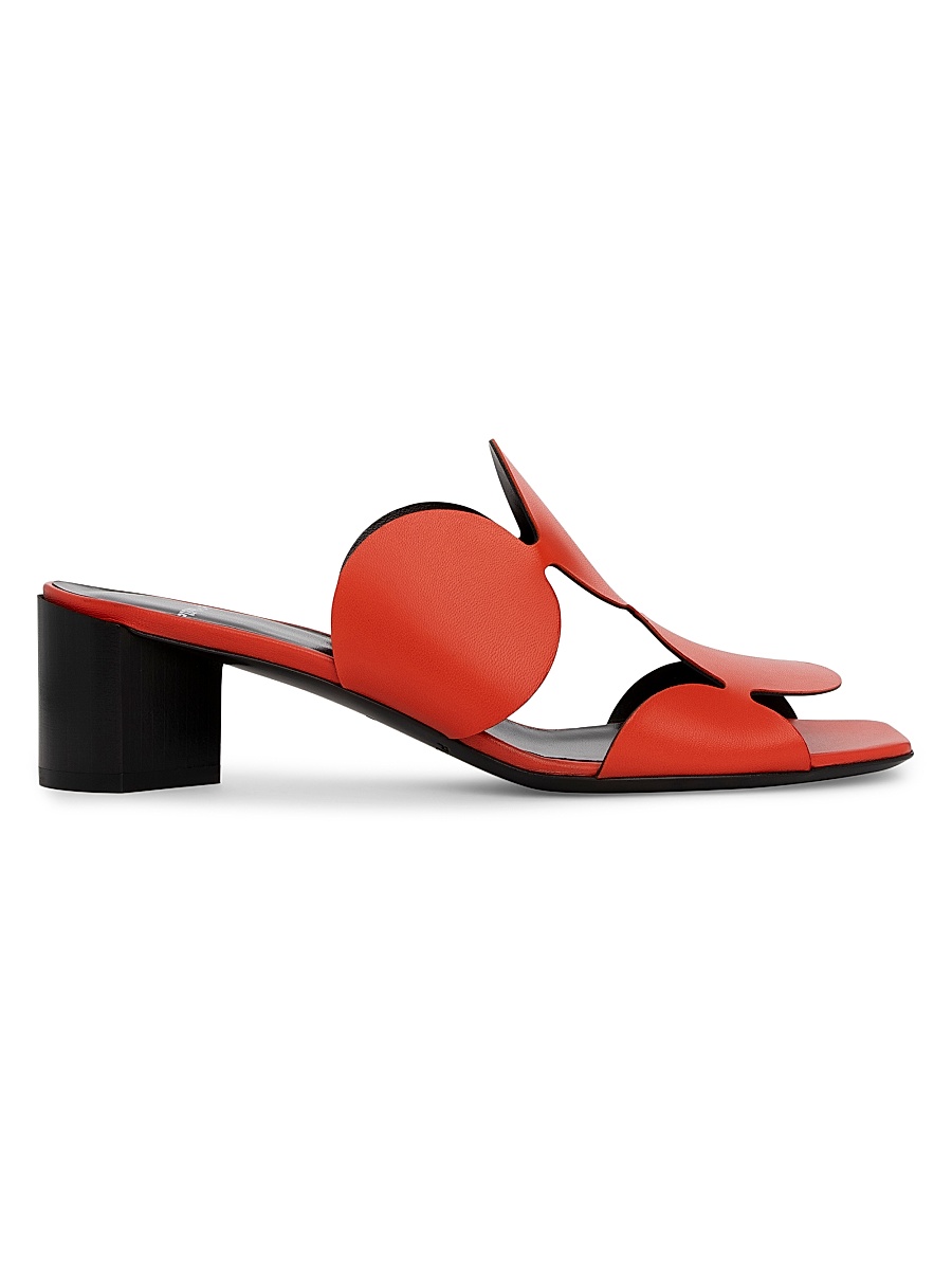 Women's Bulles Circular Applique Leather Mules - Kid Orange