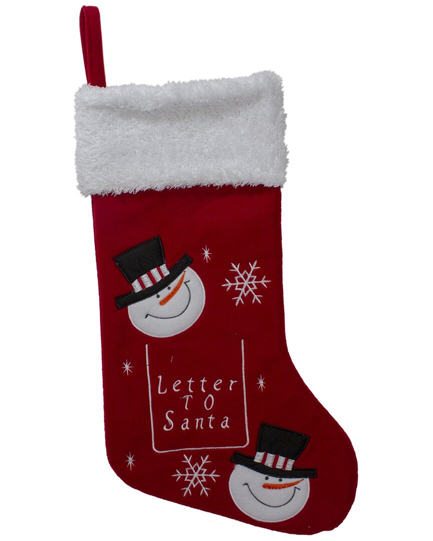 Northlight 19in Red And White Embroidered Snowmen Letter To Santa Christmas  Stocking