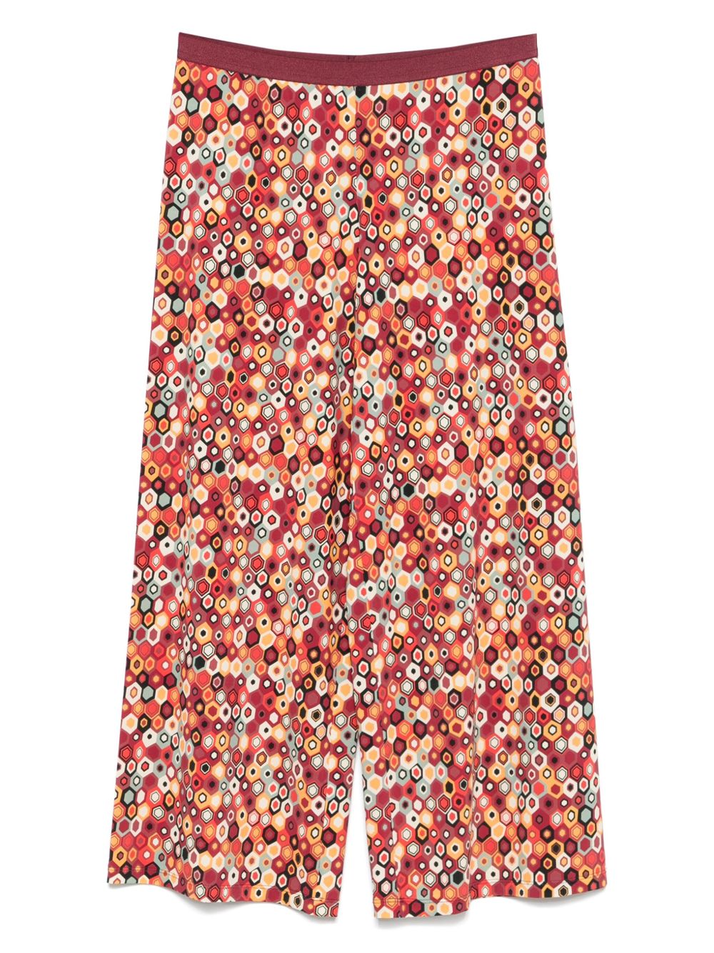 Geometric-print straight-leg trousers - Red