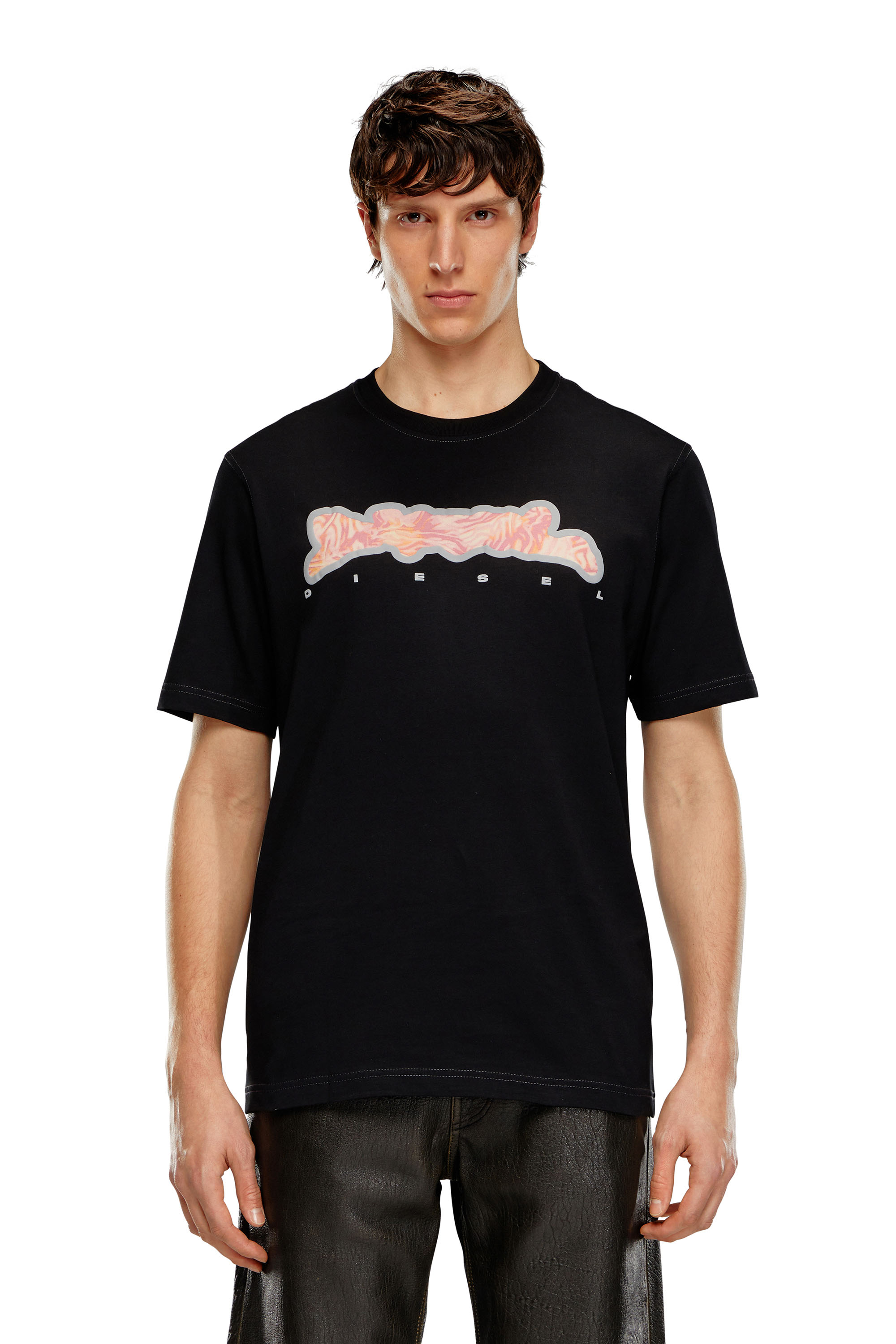 T-shirt with zebra-camo motif - T-Shirts - Man - Black
