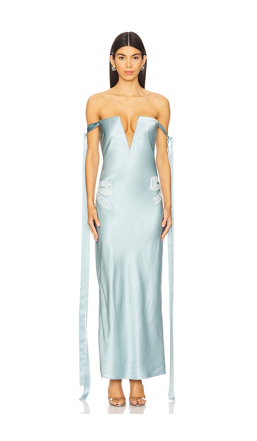 Alejandra Alonso Rojas V-neck Corest Dress in Teal. Größe 8. Also in