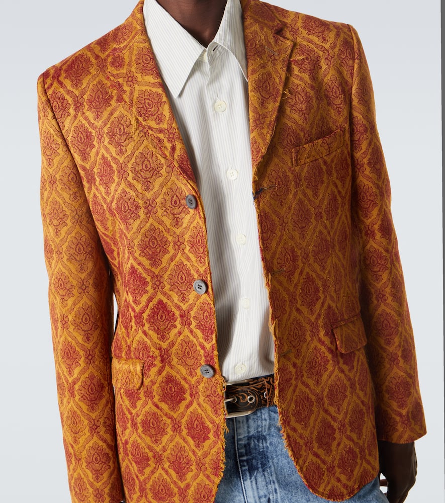 Floral single-breasted jacquard blazer