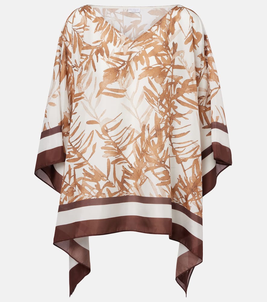 Printed silk top