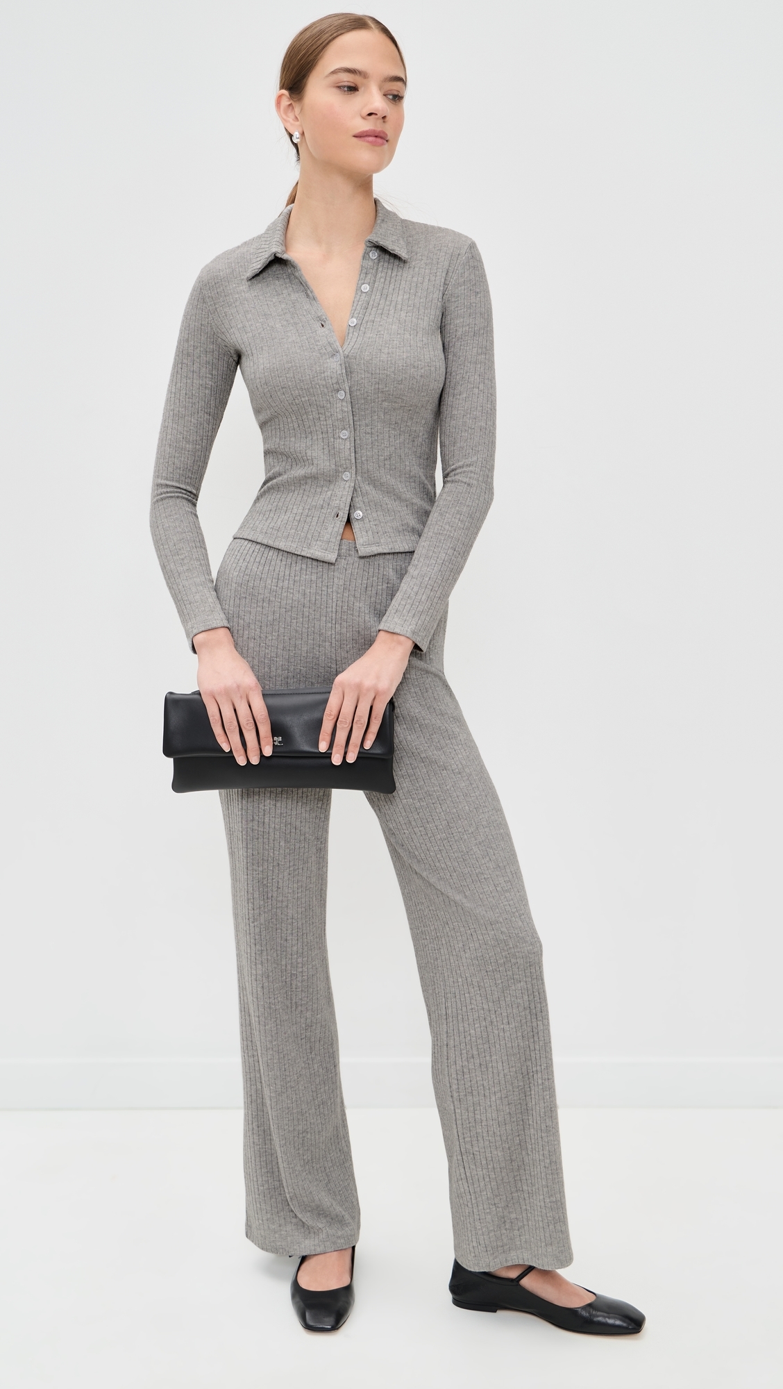 Mia Ribbed Cardigan Heather Grey