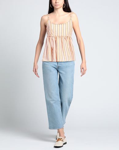 Woman Top Apricot Size S Cotton, Polyester