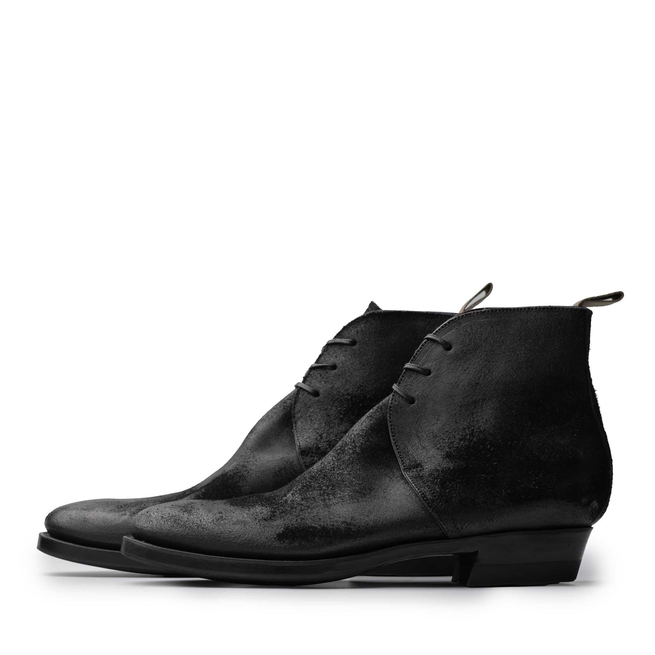 Clinch George Boots CN-Standard Waxed Uneven Horse Suede Black