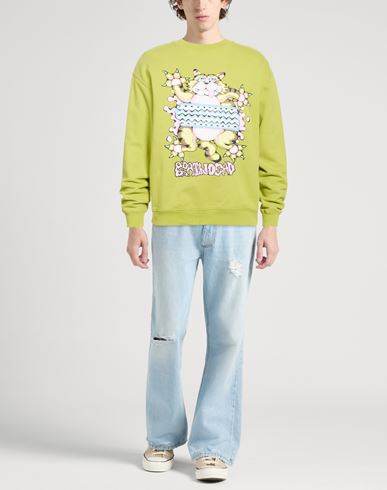 Man Sweatshirt Lime green Size M Cotton