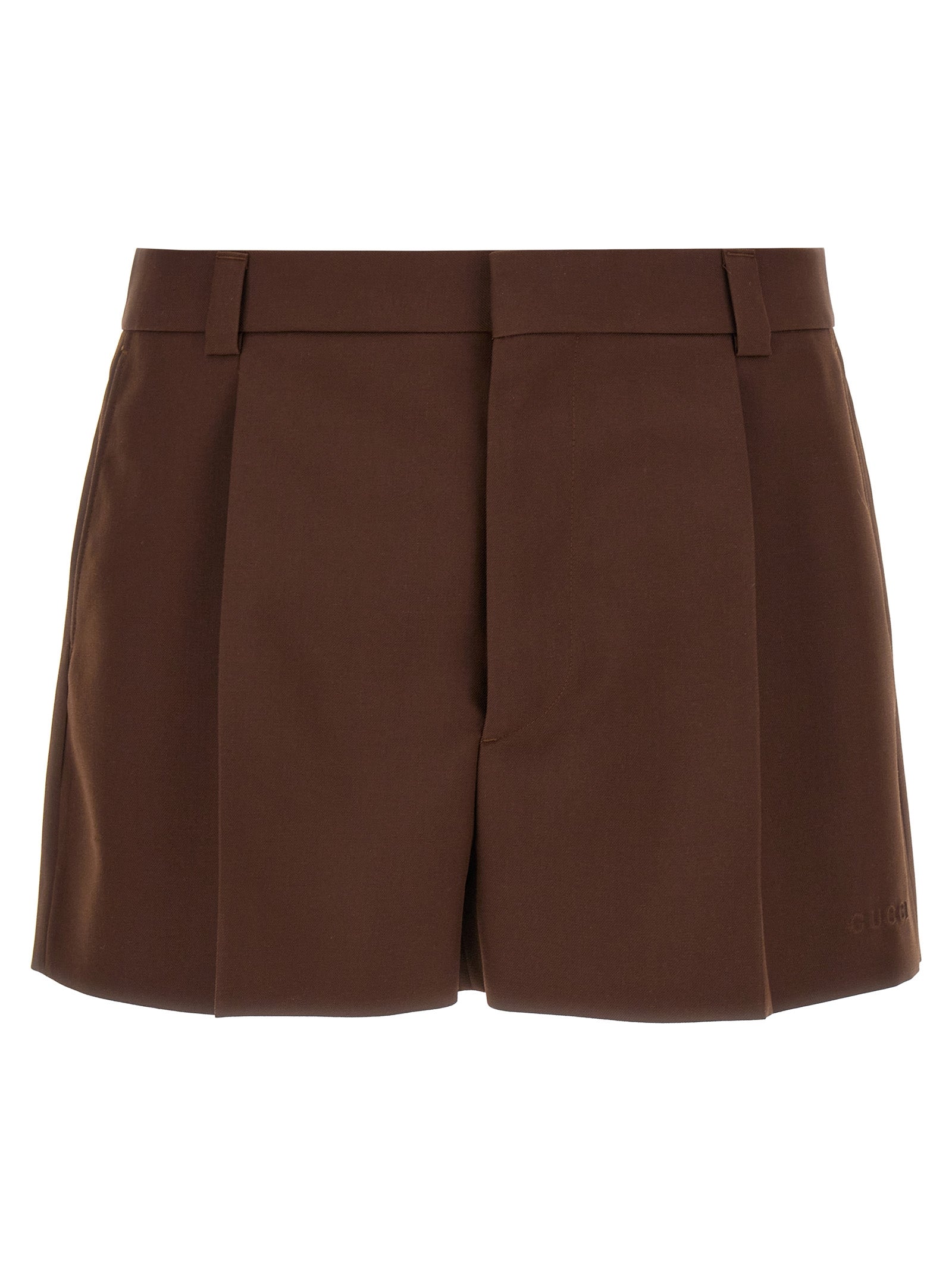 Wool Twill Bermuda Shorts — Brown