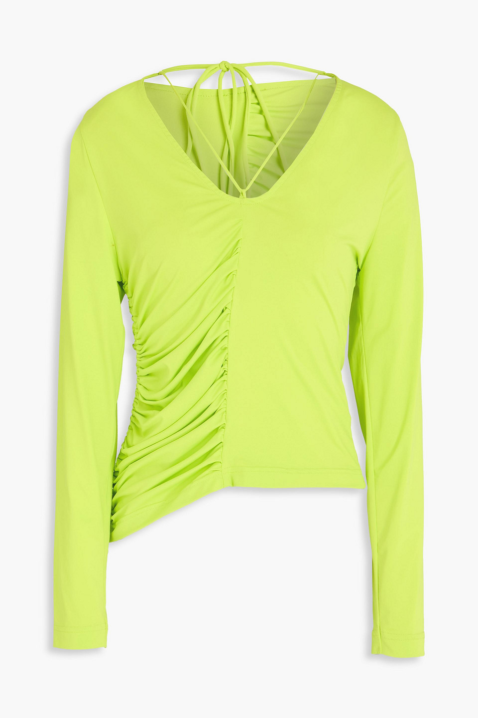 Ruched stretch-jersey top - Green - S
