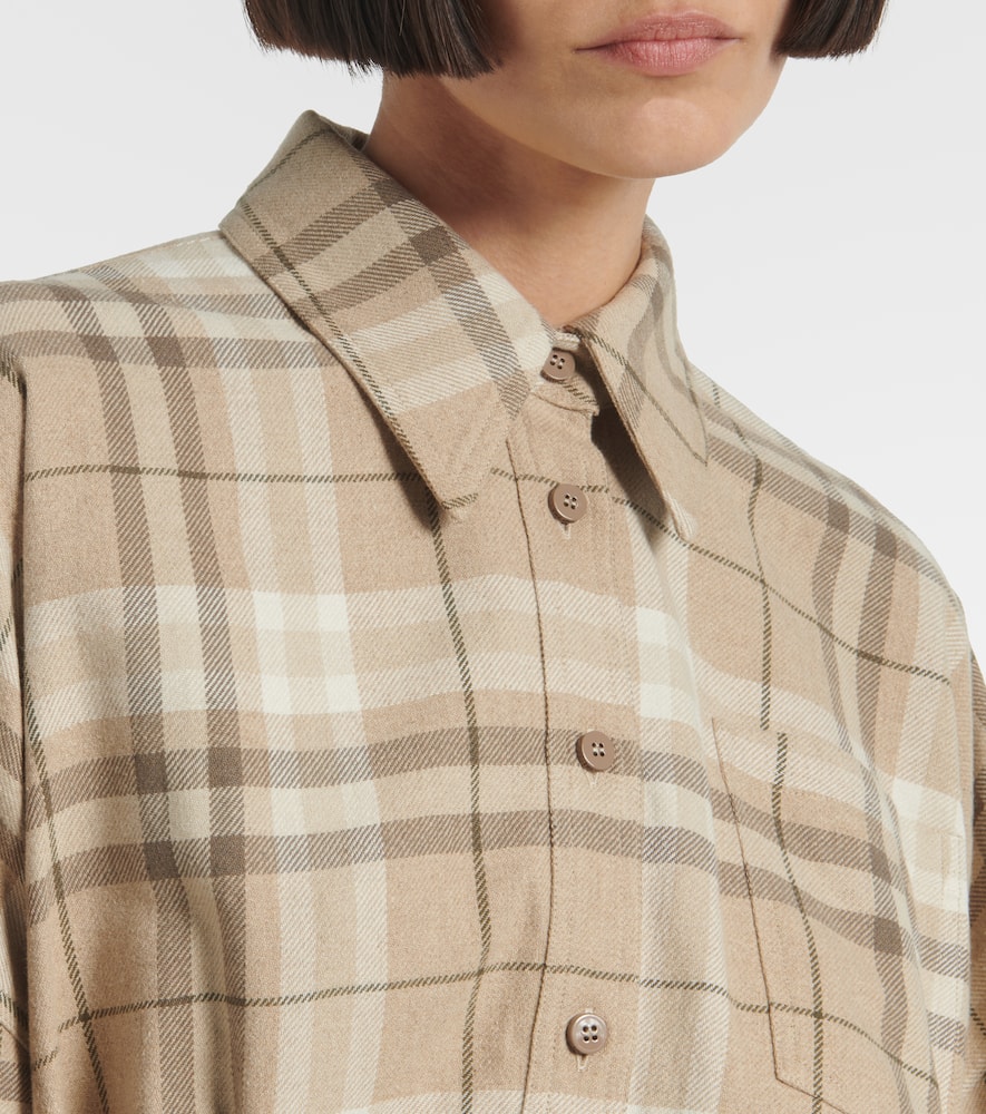 Checked cotton-blend shirt dress
