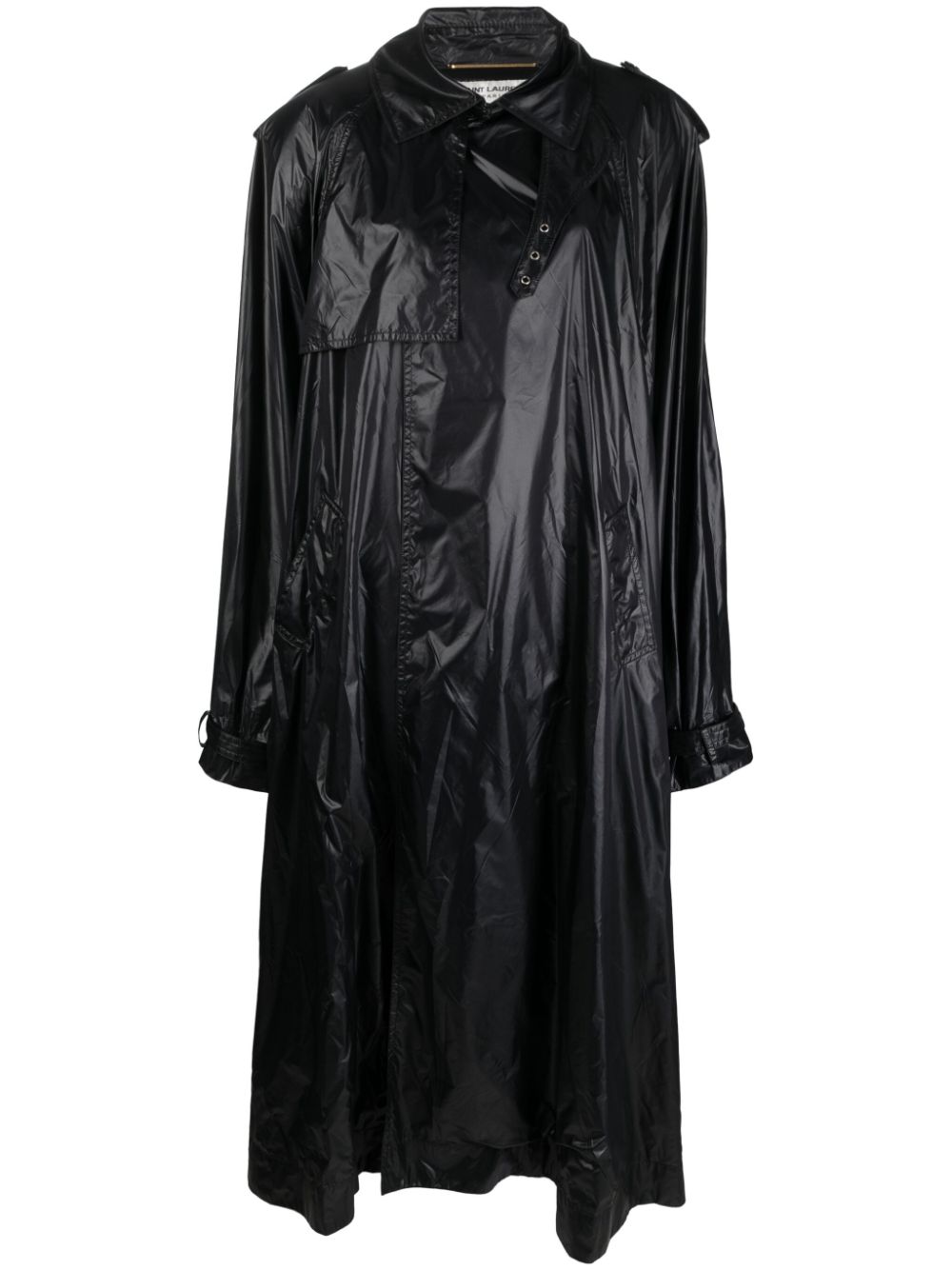 Shoulder-pad oversized trench coat - Black