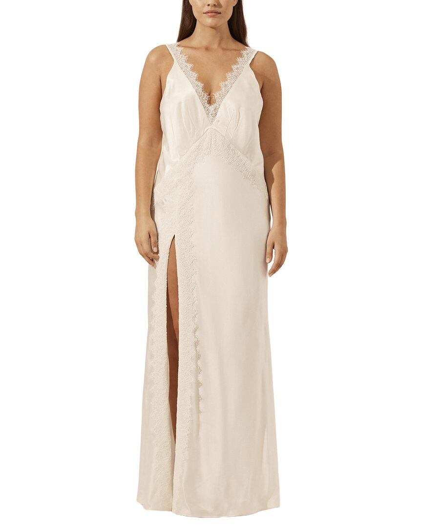 La Lune Cumulus Silk Lace Strap Split Maxi Dress