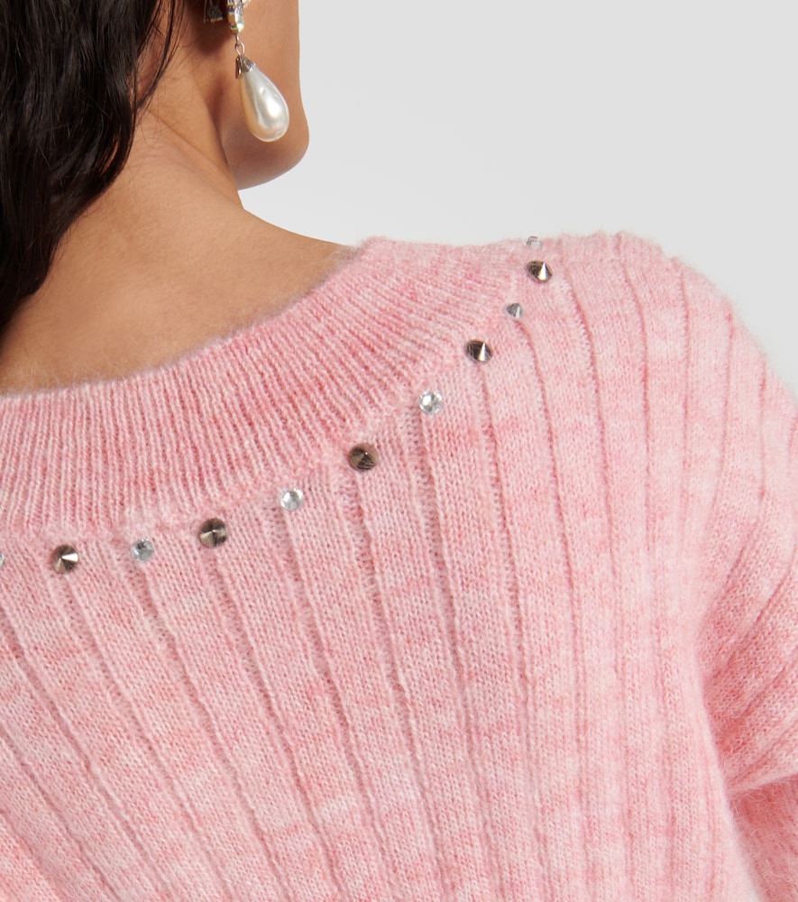 Embellished wool-blend sweater