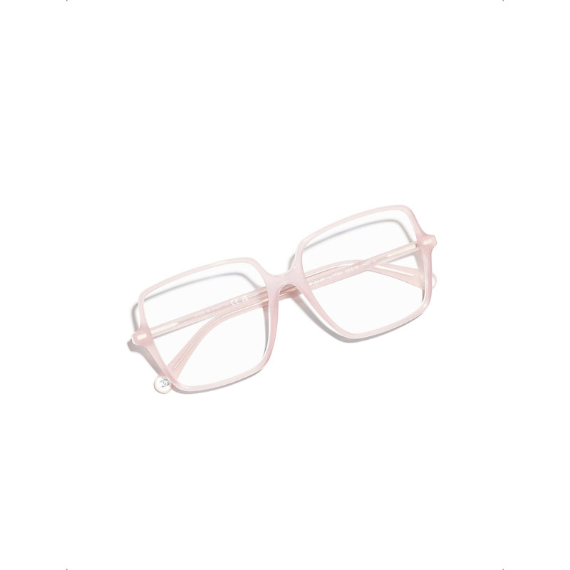 Mens Pink Square Eyeglasses