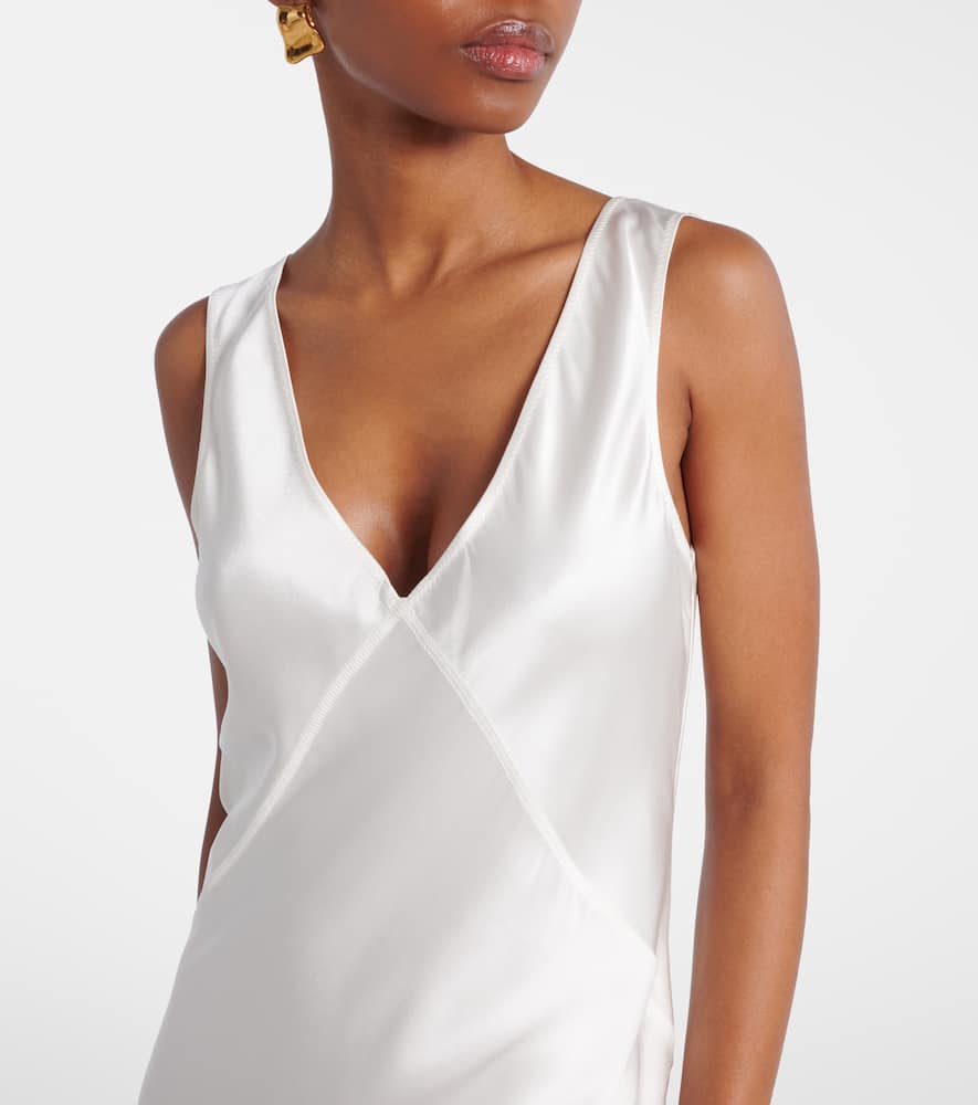 Asceno Bordeaux silk satin slip dress