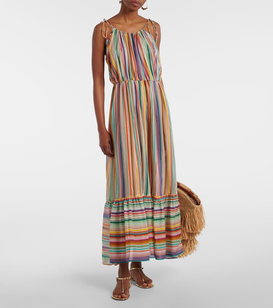 Zigzag cotton and silk maxi dress