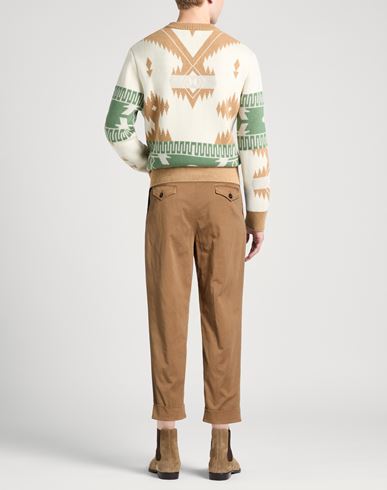 Man Pants Brown Size 36 Cotton, Linen, Elastane