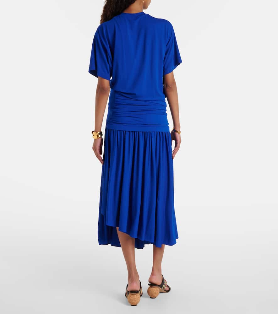 Draped jersey T-shirt dress