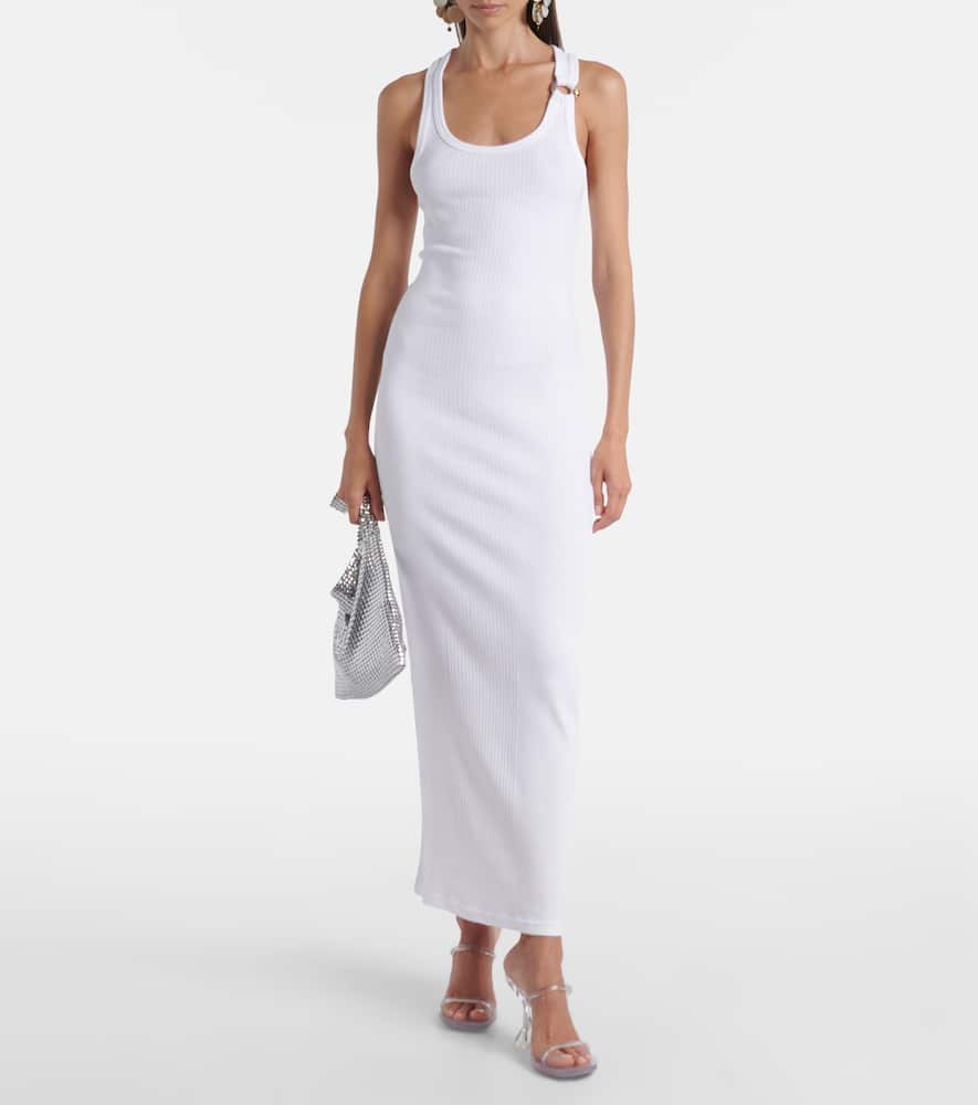 Piercing cotton jersey maxi dress