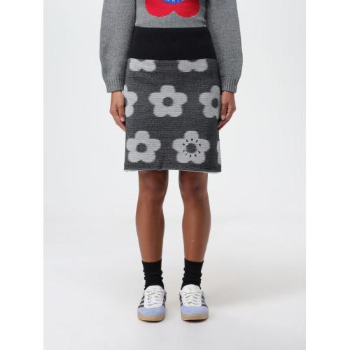Jacquard flower-motif skirt - Black