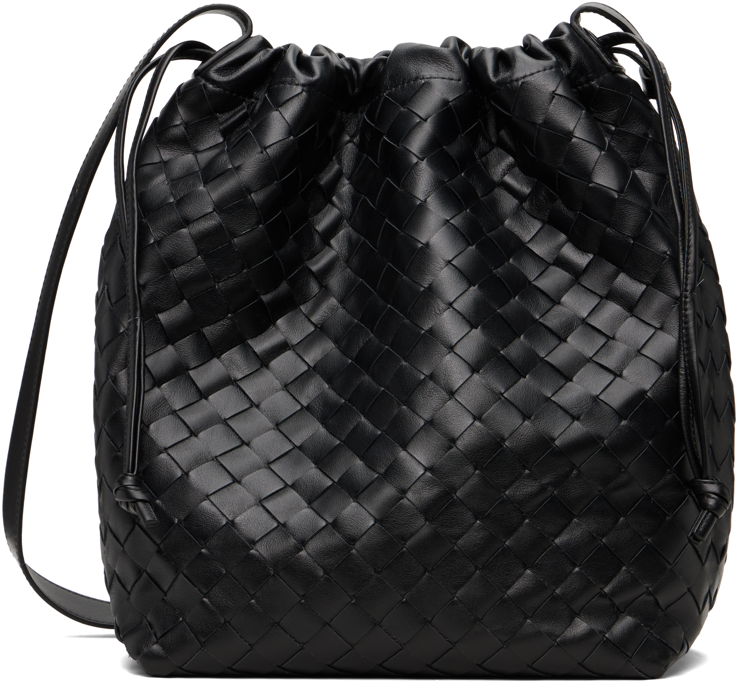 Black Intrecciato Biblioteca Bucket Tote