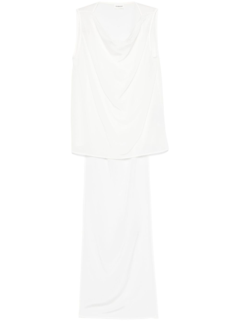 Silk Cowl Neck Tank Top — White