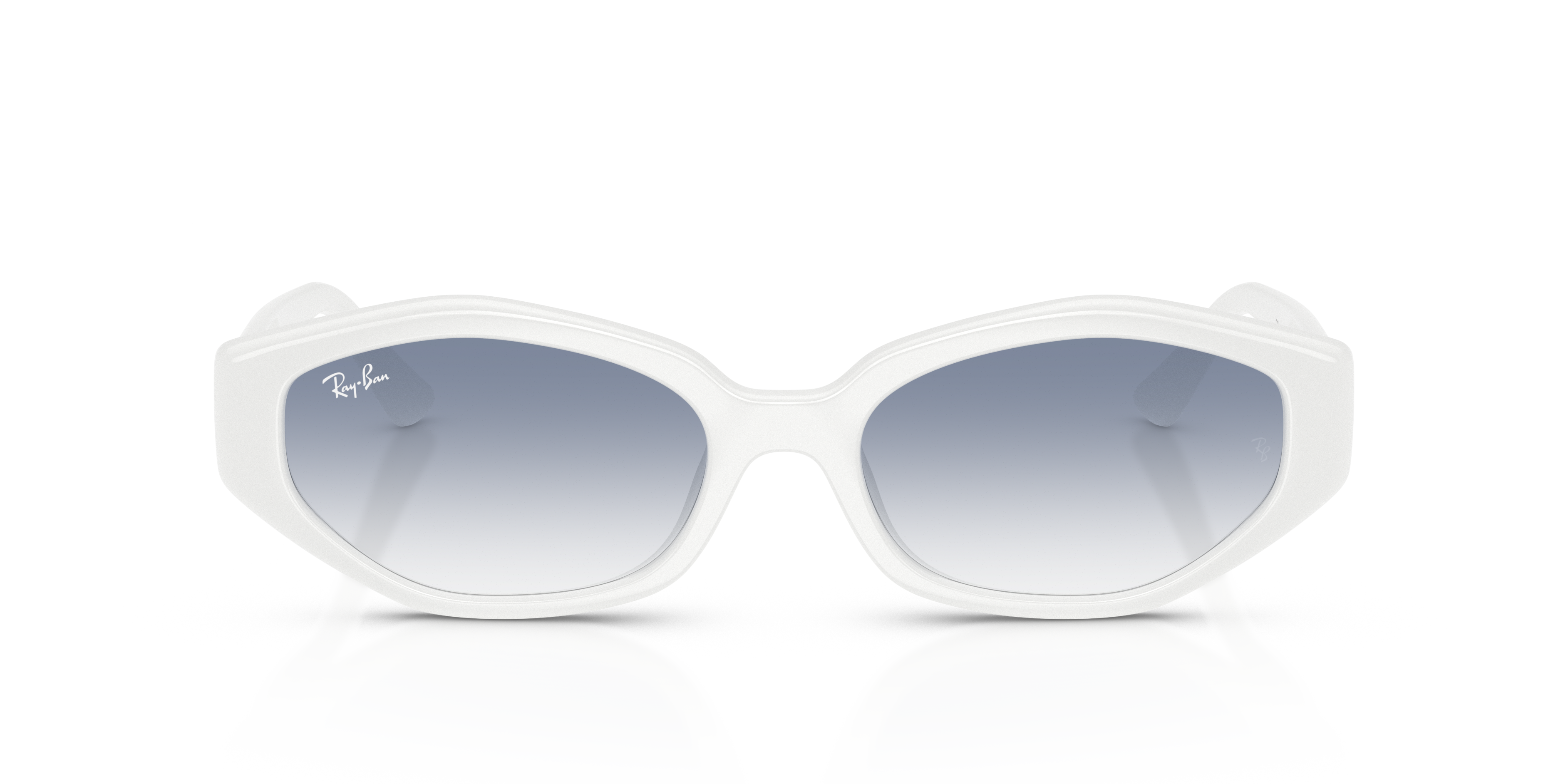 Ray - Ban Unisex Ray - Ban RB4473D 677219 Sunglasses Injected White Blue Geometric Normal Nuanced