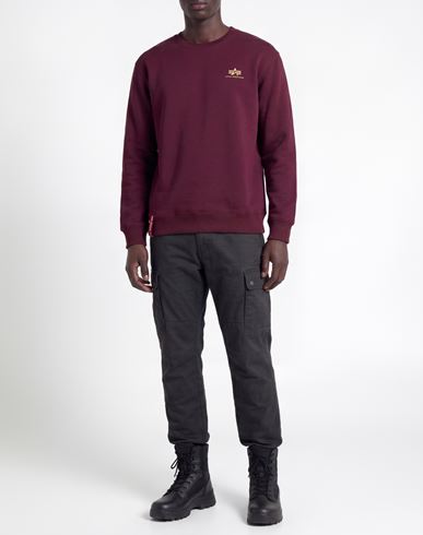 Man Sweatshirt Burgundy Size L Cotton, Polyester