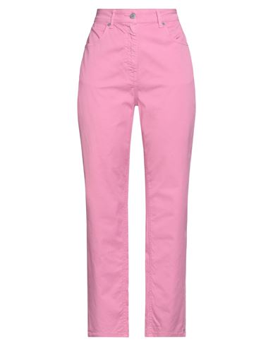 Woman Pants Pink Size L Cotton, Elastane