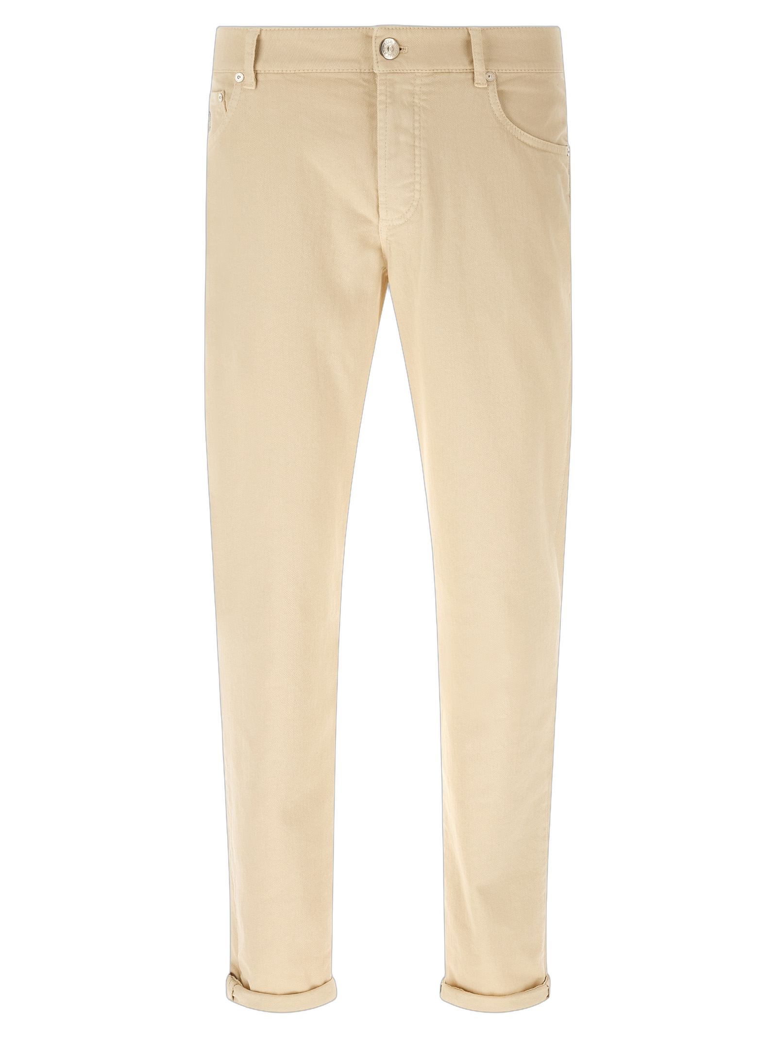 Stretch Cotton Canvas Trousers — Beige