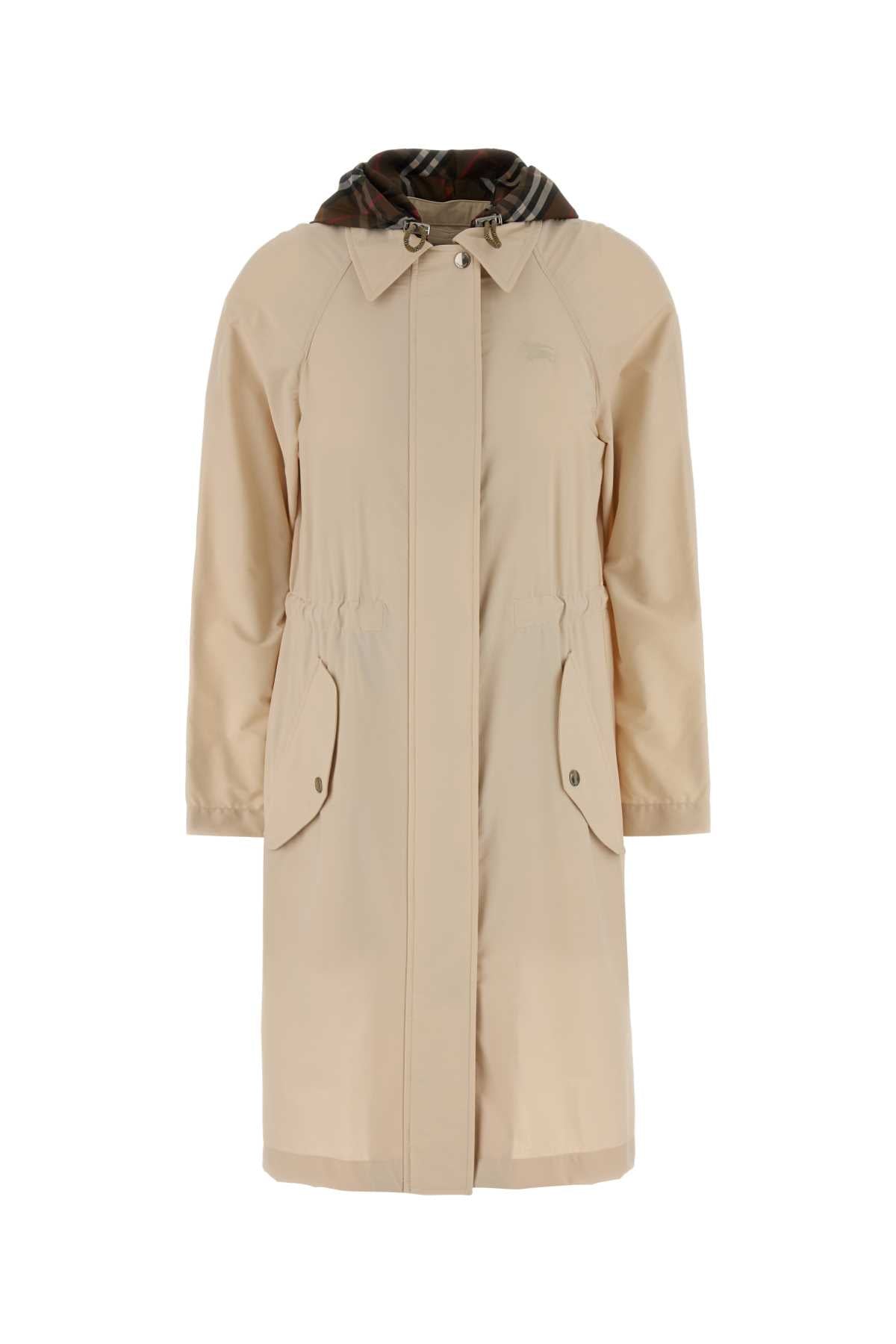 Stretch Nylon Coat — Beige