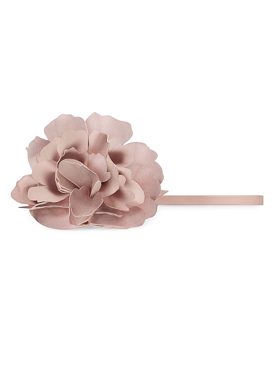 Women's Small Rose Petals Charm in Nappa Leather - Baby Pink