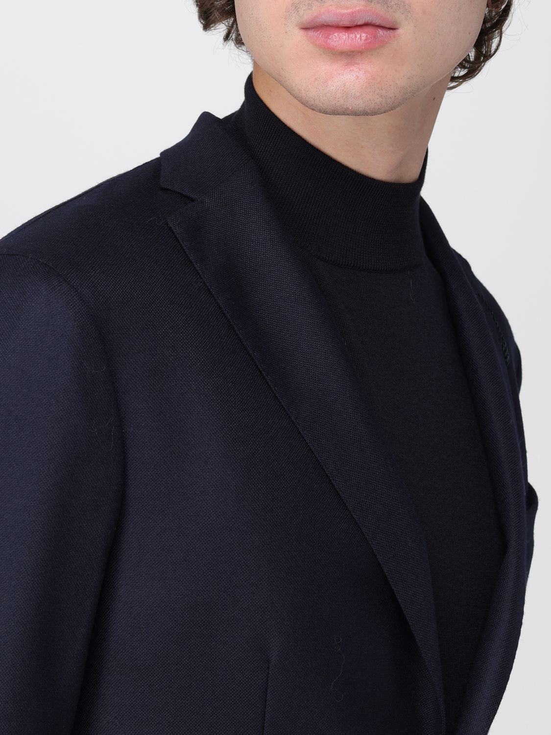 Single-breasted virgin wool blazer - Blue