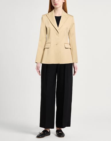 Woman Blazer Sand Size 2 Cotton, Elastane