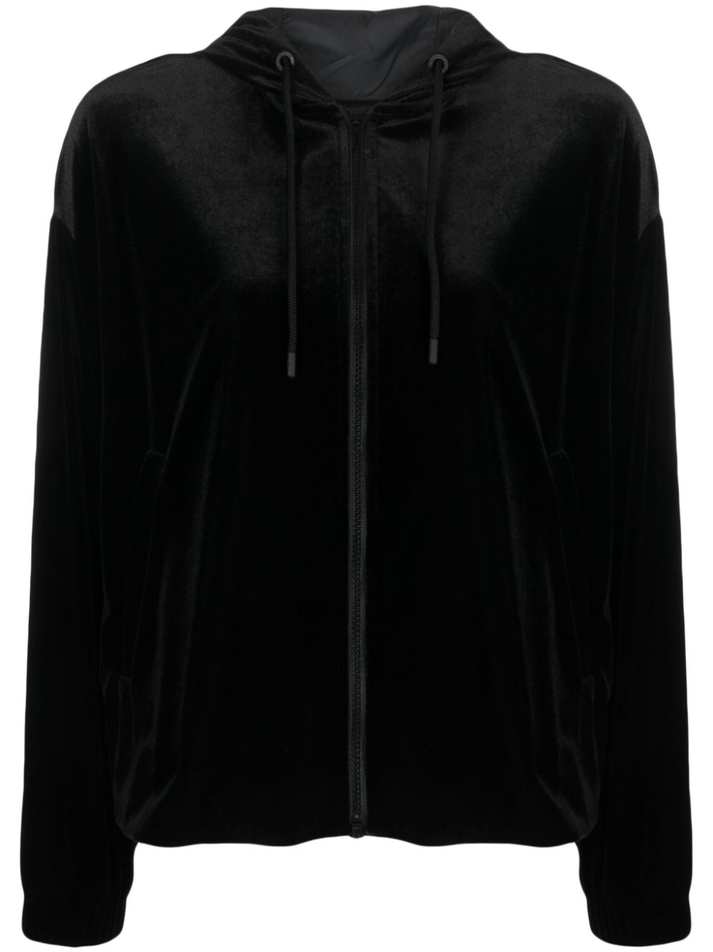 Zip-up chenille hoodie - Black