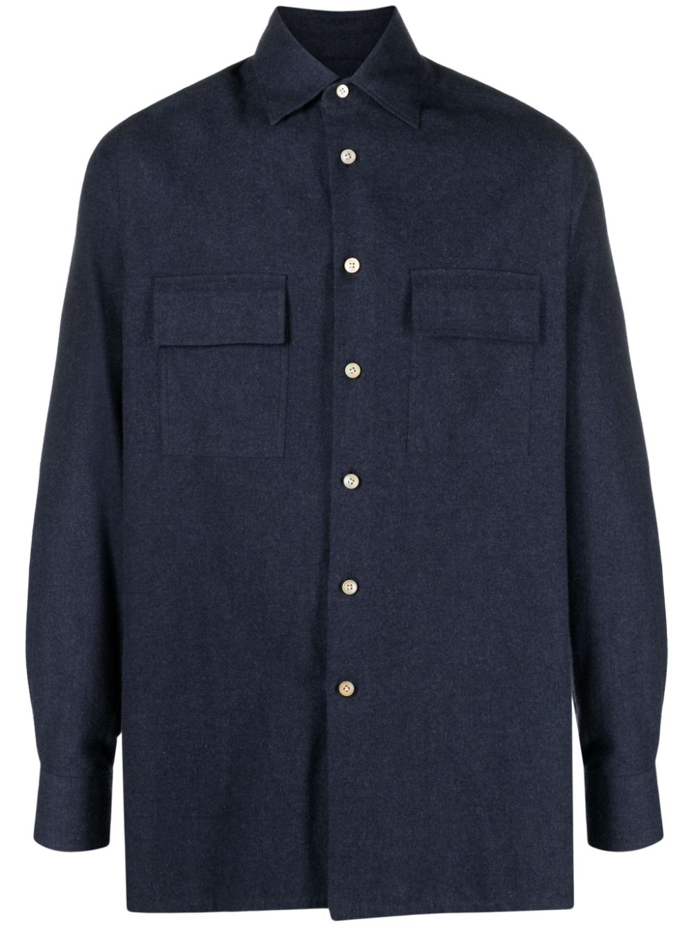 Felted-finish cotton shirt - Blue