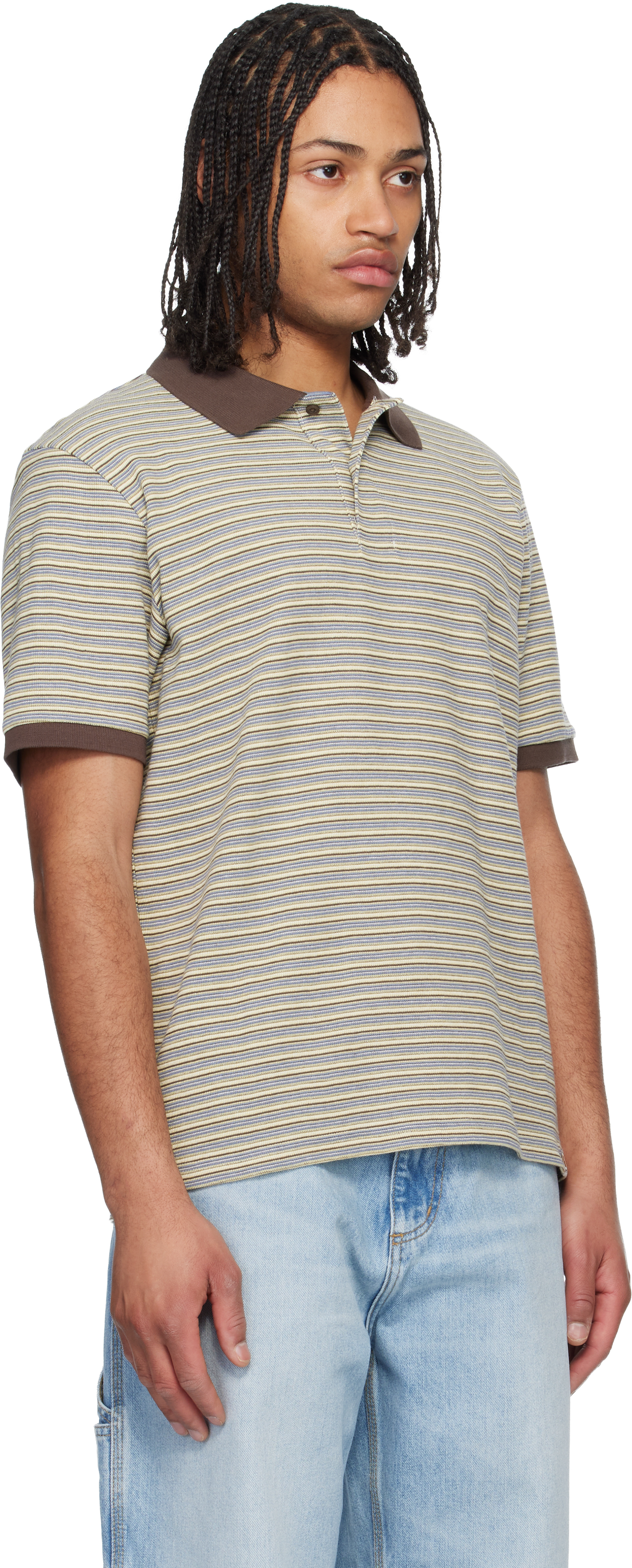 Brown Short Sleeve Dion Stripe Polo